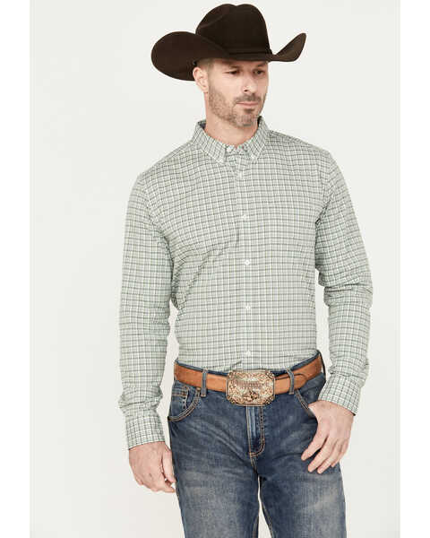 Image #1 - Cody James Men's Plaid Print Long Sleeve Button-Down Western Shirt, Green, hi-res