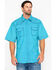 Wrangler 20X Men's Competition Geo Print Short Sleeve Snap Western Shirt, Turquoise, hi-res