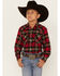 Image #1 - Ely Walker Boys' Plaid Print Long Sleeve Pearl Snap Western Shirt, , hi-res