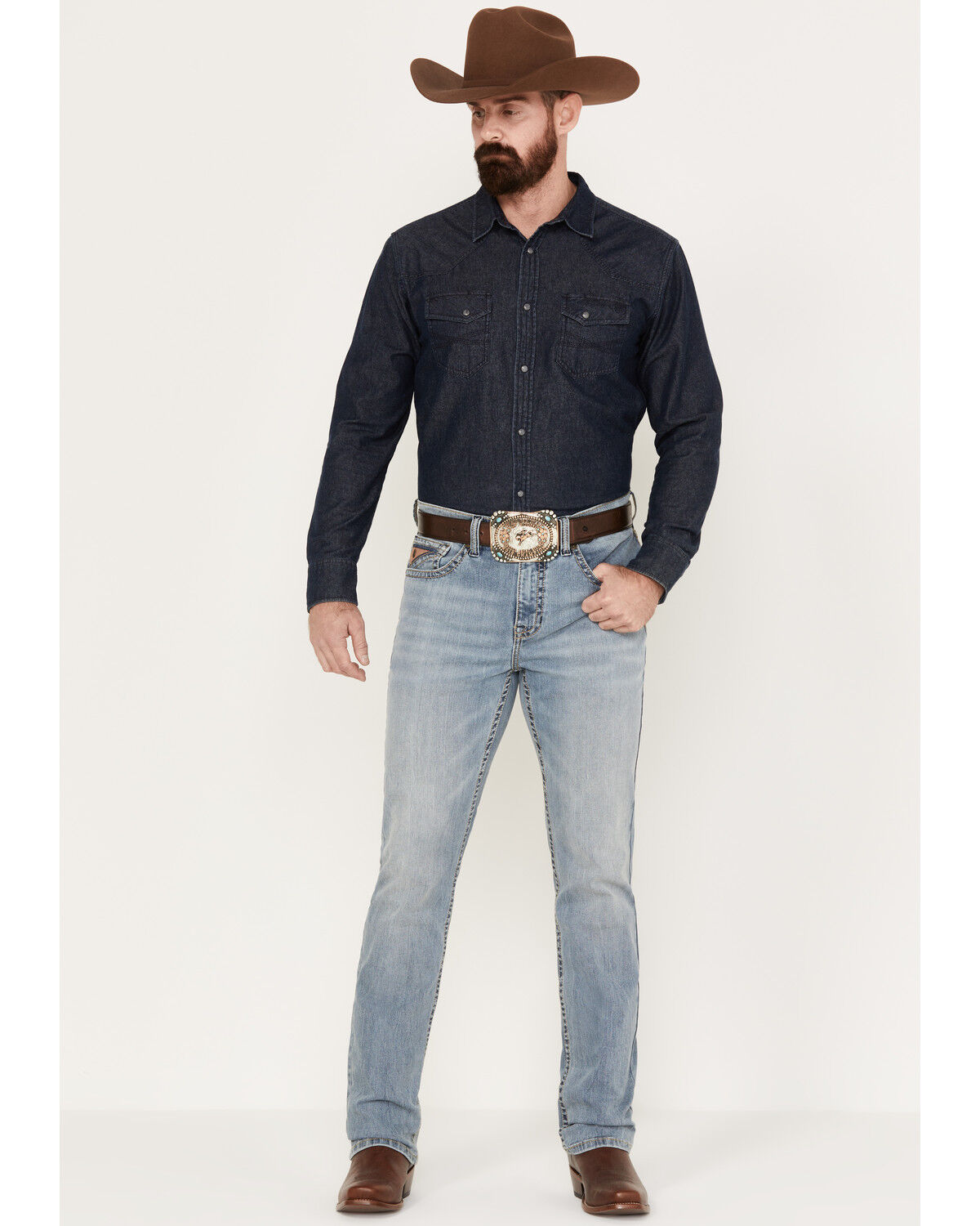 Image #1 - RANK 45® Men's Ambush Slim Straight Performance Stretch Denim Jeans, Light Wash, hi-res