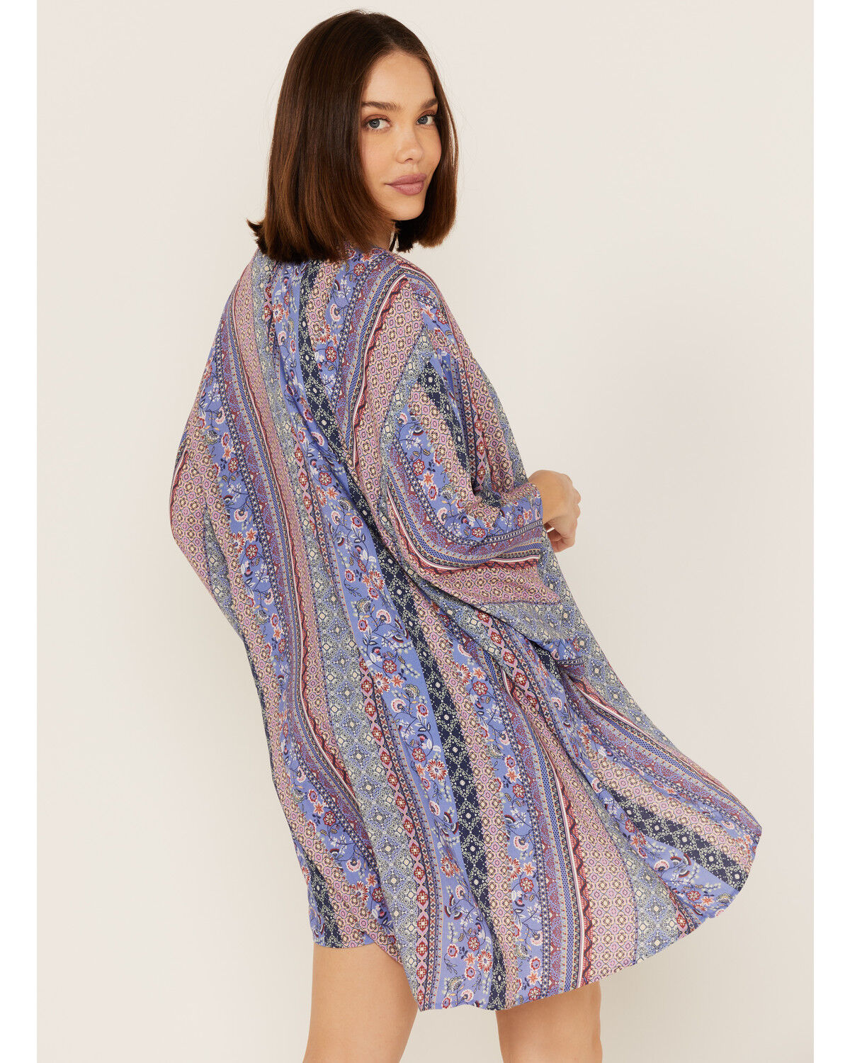 Image #4 - Cotton & Rye Women's Floral Border Print Kimono, Blue, hi-res