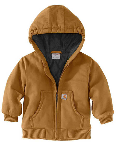 Image #1 - Carhartt Infant Boys' Insulated Hooded Canvas Jacket, Brown, hi-res