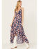 Image #2 - Wild Moss Women's Paisley Print High-Low Maxi Dress, Navy, hi-res