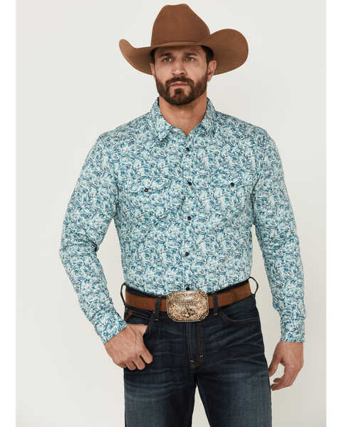 Cody James Men's Rushmore Paisley Print Long Sleeve Snap Western Shirt  , Blue, hi-res