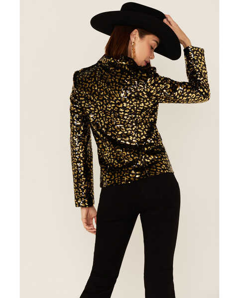 Image #4 - Any Old Iron Women's Sequin Scale Blazer Jacket, Gold, hi-res
