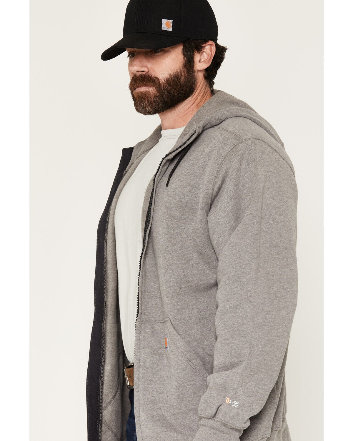 Image #2 - Carhartt Men's FR Force Original Fit Zip-Front Hooded Work Jacket, Grey, hi-res