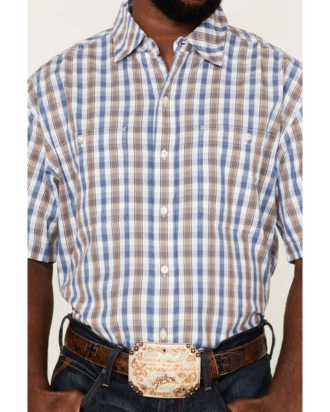Image #3 - Resistol Men's Starke Small Plaid Short Sleeve Button Down Western Shirt  , White, hi-res