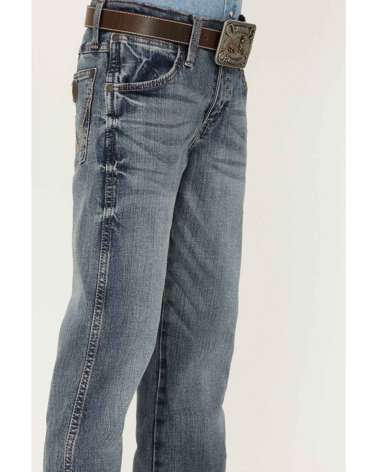 Image #2 - Wrangler Boys' Greeley Relaxed Bootcut Jeans, Blue, hi-res