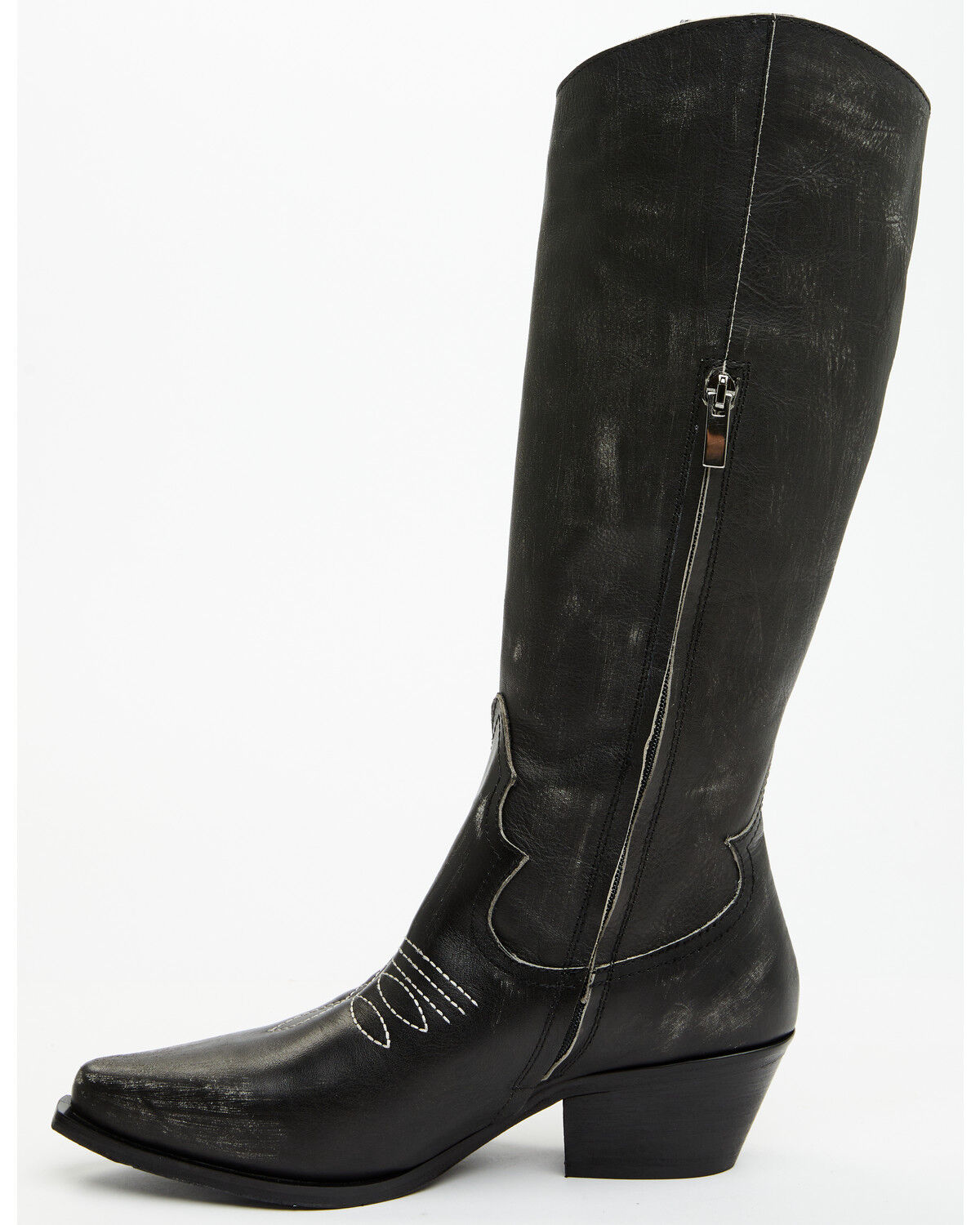 Image #3 - Italian Cowboy Women's Bolt Overlay Tall Western Boots - Snip Toe, Dark Grey, hi-res