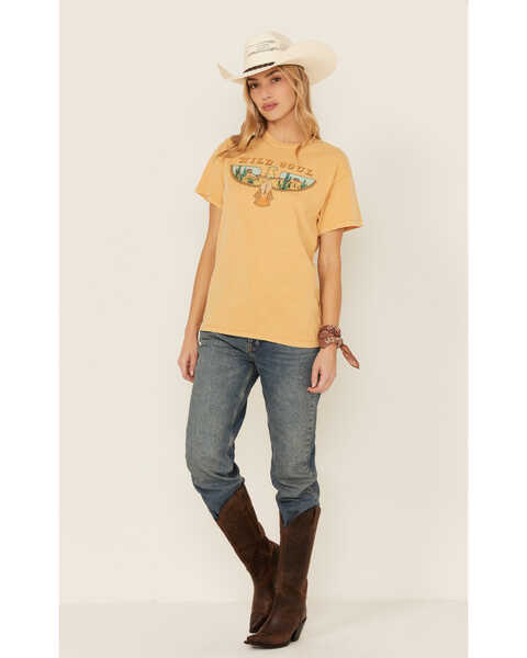 Image #4 - Youth in Revolt Women's Mineral Wash Wild Soul Thunderbird Graphic Tee, Mustard, hi-res
