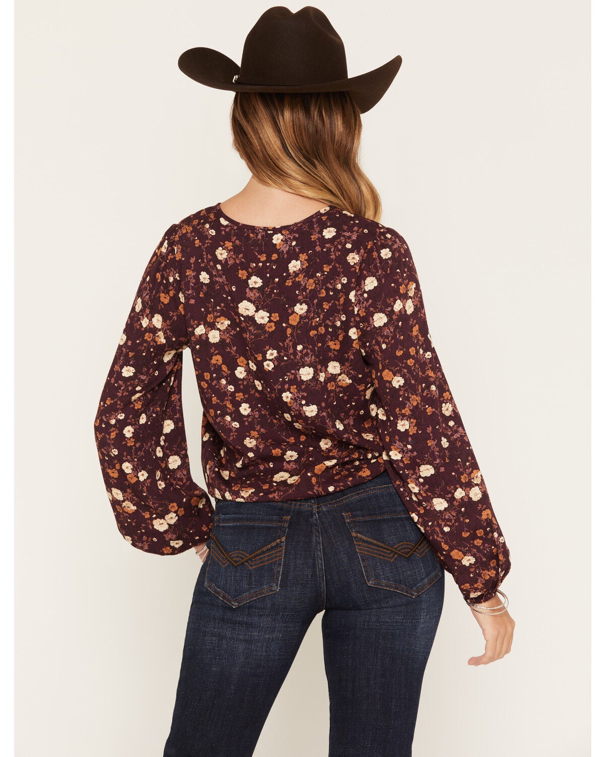 Image #4 - Idyllwind Women's Lynnbrook Floral Print Long Sleeve Blouse, Wine, hi-res