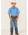 Roper Boys' Amarillo Geo Print Short Sleeve Western Button Down Shirt, Blue, hi-res