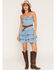 Image #1 - Boom Boom Jeans Women's Light Wash Strapless Tiered Belted Denim Mini Dress, Light Wash, hi-res
