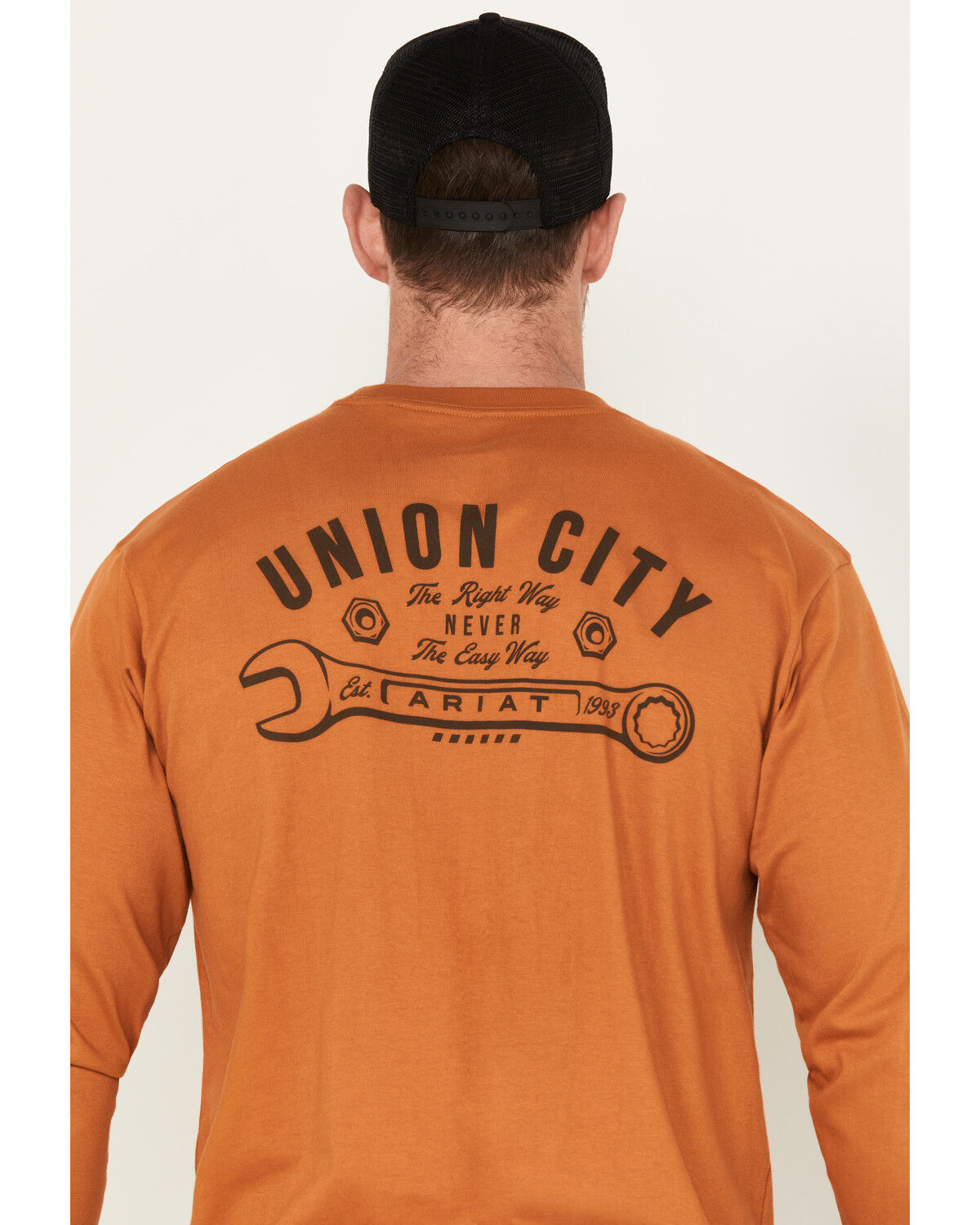 Image #4 - Ariat Men's Rebar Stretch Union City Long Sleeve Work T-Shirt, Beige, hi-res