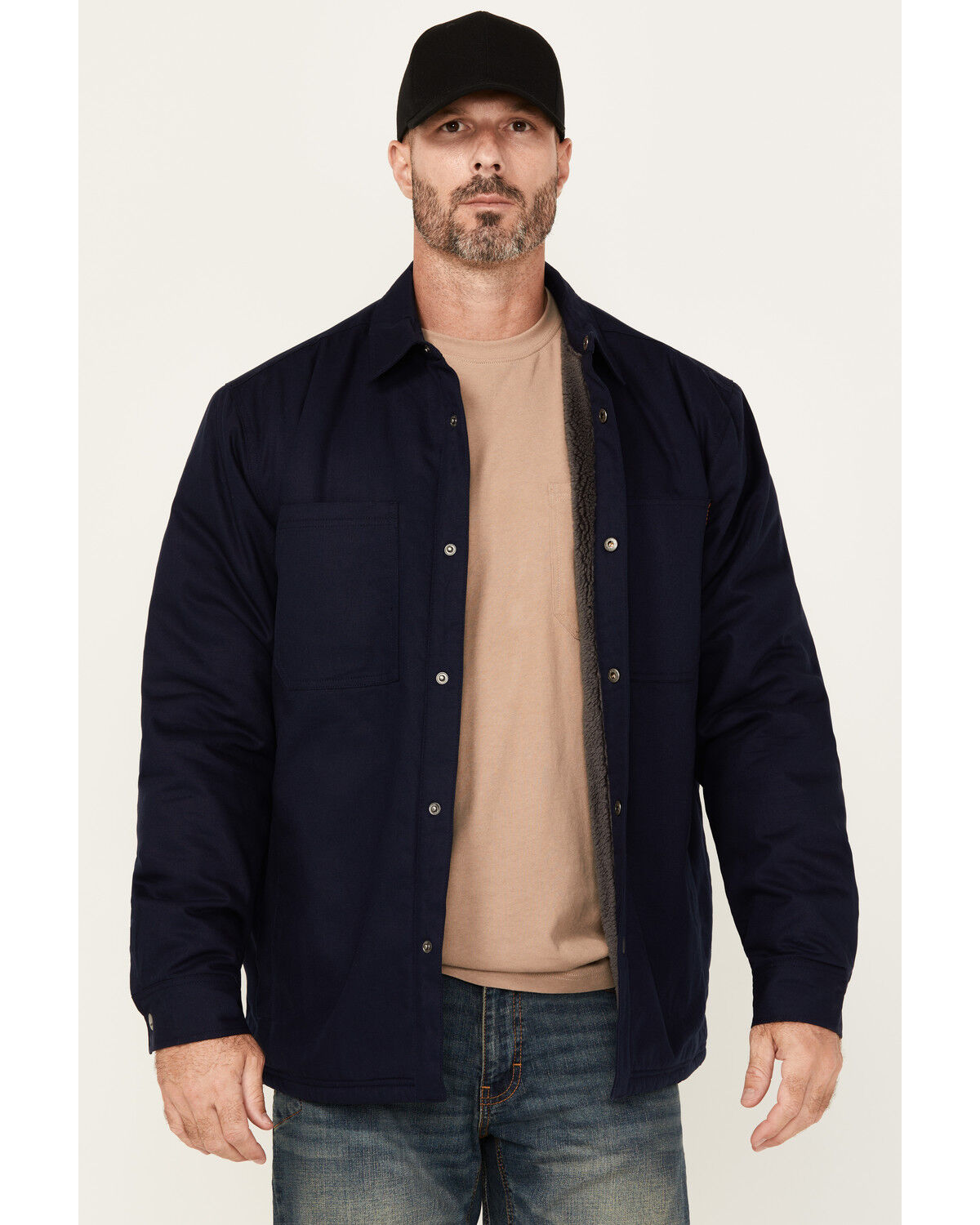 Image #1 - Hawx Men's Oakdale Sherpa Lined Waxed Shirt Jacket, Navy, hi-res