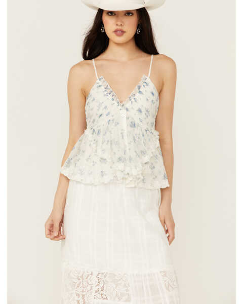Free People Women's Femme Fatale Printed Cami, Ivory, hi-res