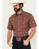 Image #1 - Roper Men's West Made Paisley Print Short Sleeve Snap Western Shirt, Burgundy, hi-res