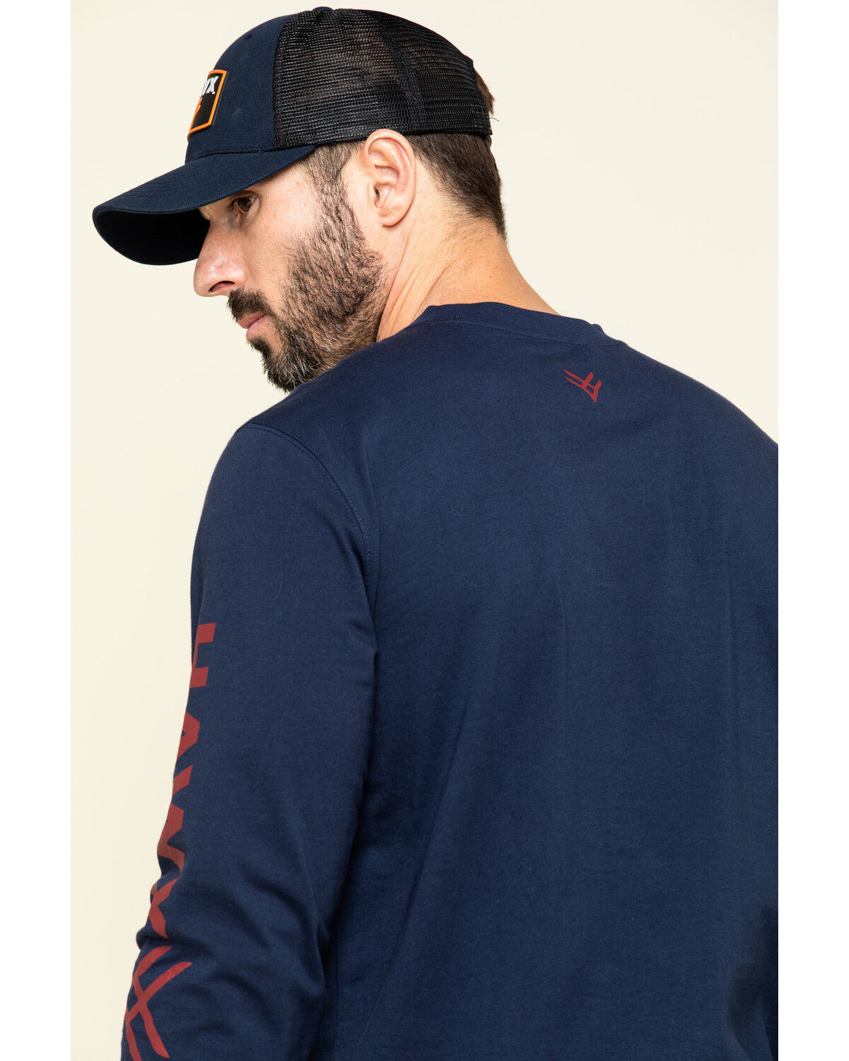 Image #5 - Hawx Men's Navy Sleeve Logo Long Sleeve Work T-Shirt - Tall, Navy, hi-res