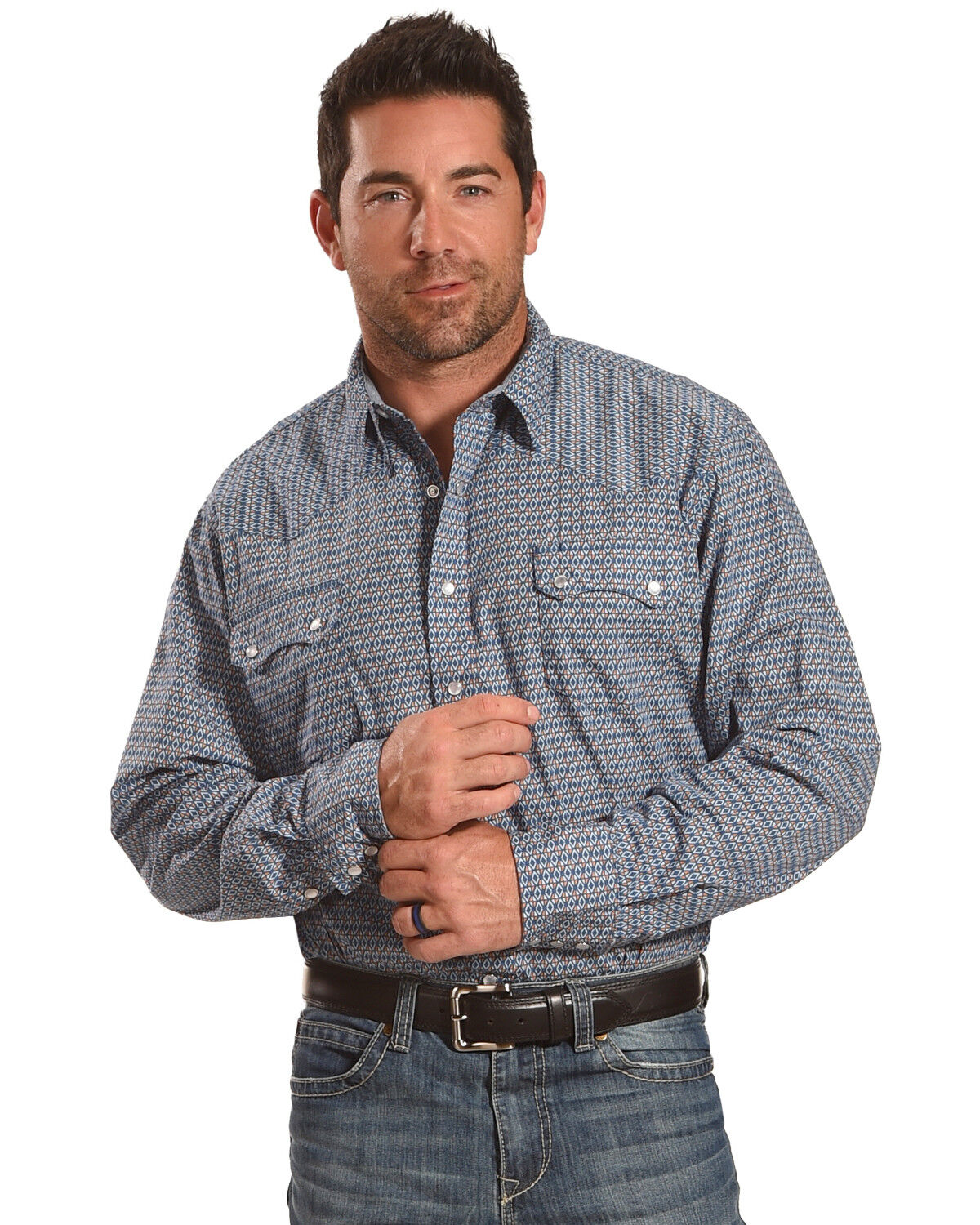 Image #2 - Roper Men's Geo Print Long Sleeve Snap Western Shirt, , hi-res