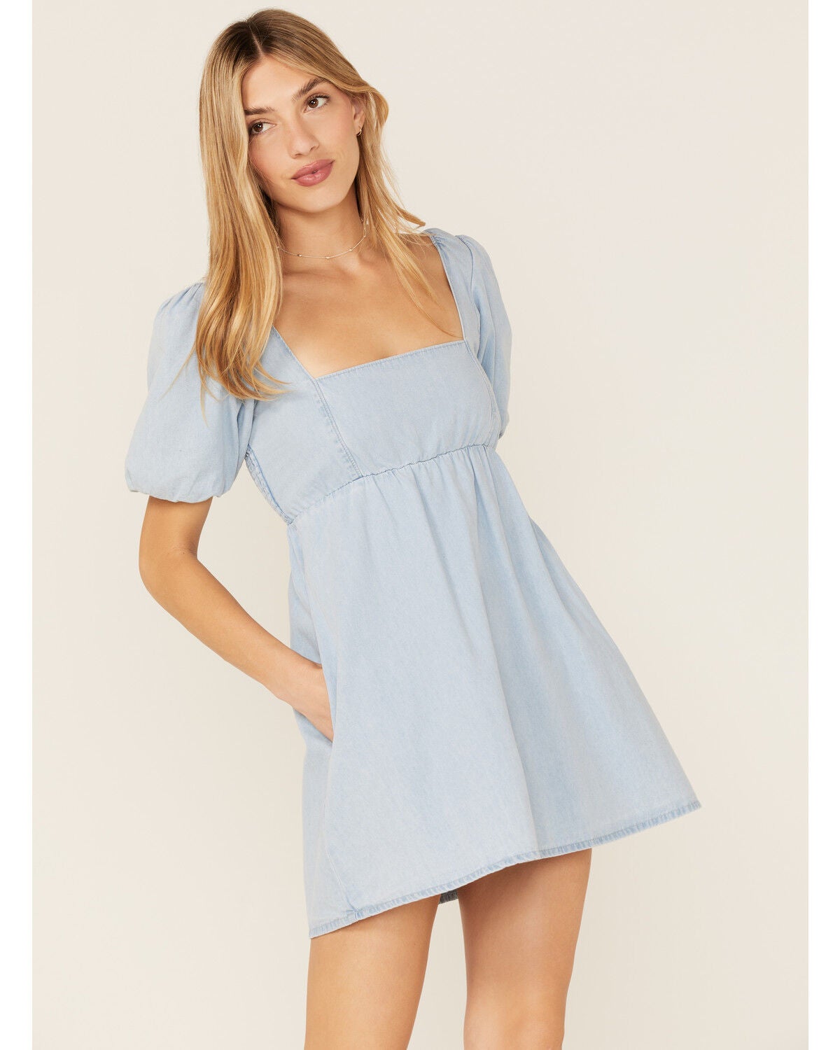 Smitten Babydoll Denim Dress 