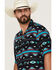 Image #2 - Wrangler Men's Southwestern Striped Short Sleeve Snap Western Shirt, Black, hi-res