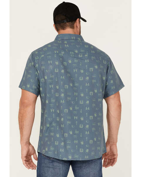 Image #4 - Brothers and Sons Men's Conversational Print Short Sleeve Button-Down Western Shirt , Indigo, hi-res