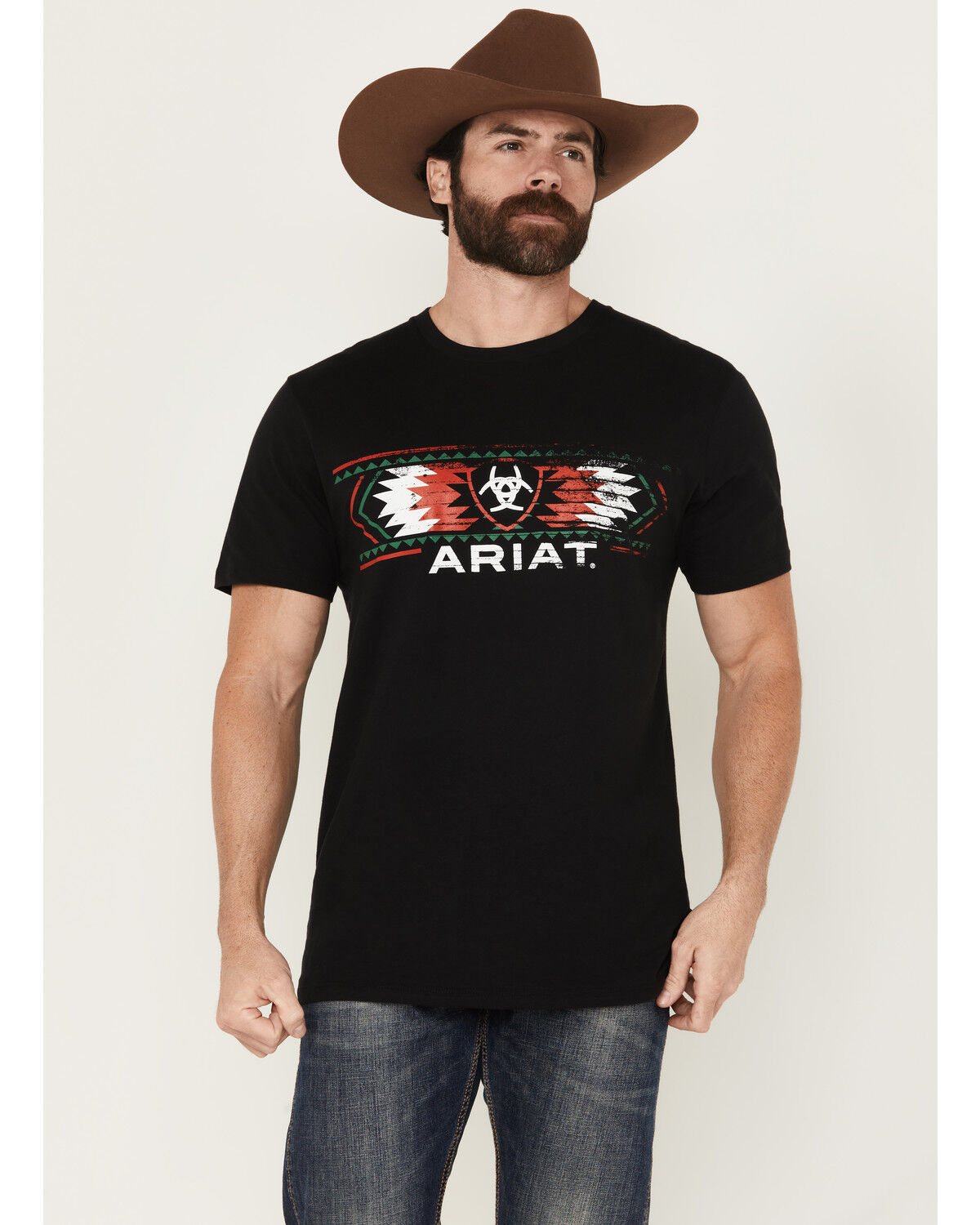 Image #1 - Ariat Men's Southwest Mexico Logo Short Sleeve Graphic T-Shirt, Black, hi-res