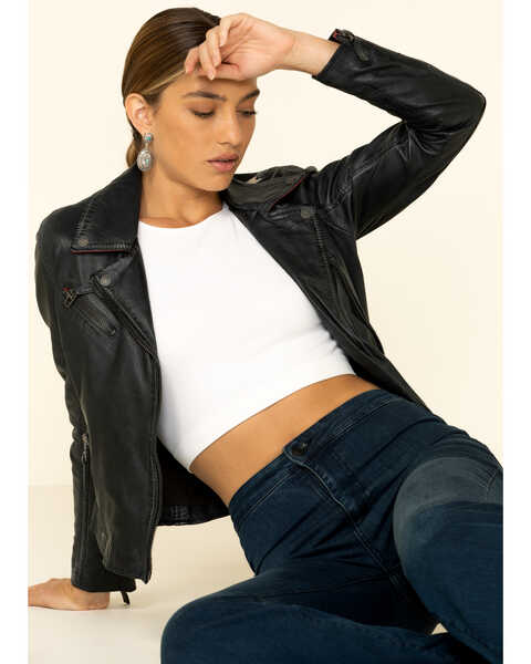 Image #3 - Mauritius Women's Christy Scatter Star Leather Jacket , Navy, hi-res