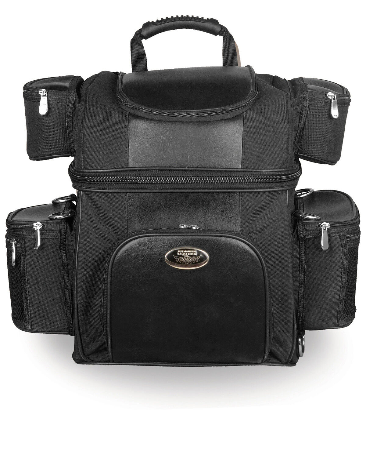Image #1 - Milwaukee Leather Textile Double Barrel Motorcycle Sissy Bar Bag, Black, hi-res