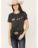 Image #1 - Ariat Women's Cow Print Logo Short Sleeve Graphic Tee, Charcoal, hi-res