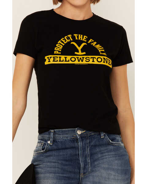 Image #2 - Paramount Network’s Yellowstone Women's Black Protect The Family Graphic Short Sleeve Tee , Black, hi-res