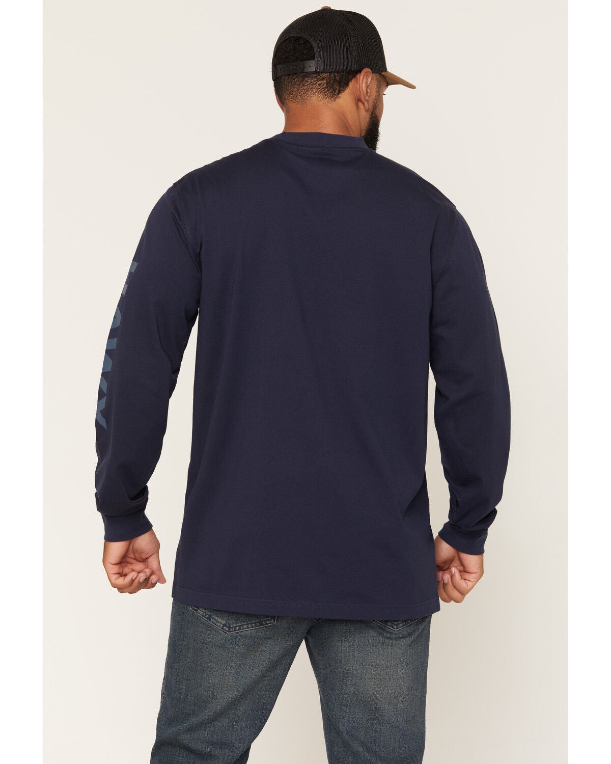 Image #4 - Hawx Men's Logo Graphic Long Sleeve Work T-Shirt, Navy, hi-res