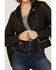 Mauritius Leather Women's Melbourne Black Fringe Leather Jacket, Black, hi-res