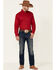 Roper Men's Solid Amarillo Collection Long Sleeve Western Shirt, Red, hi-res