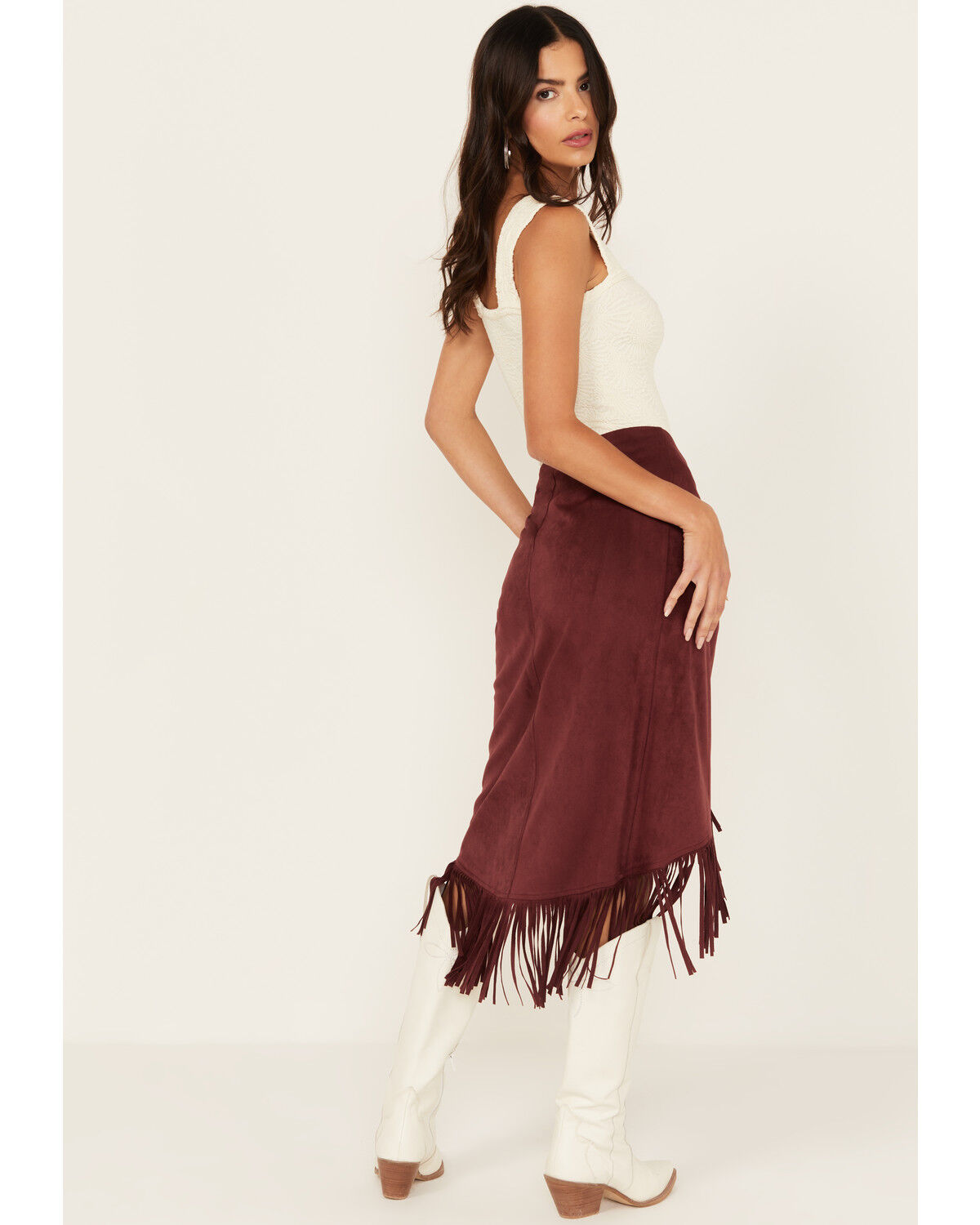 Image #3 - Shyanne Women's Faux Suede Wrap Fringe Skirt, , hi-res