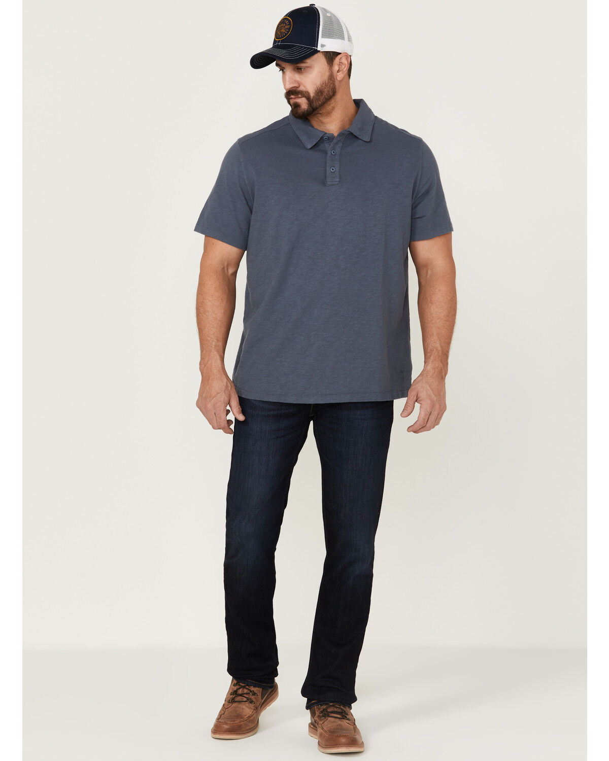 Image #2 - Brothers and Sons Men's Short Sleeve Slub Polo Shirt, Indigo, hi-res