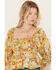 Image #2 - By Together Women's Sunflower Print Smocked Long Sleeve Peasant Top, Yellow, hi-res