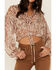 Image #3 - Lush Women's Cinch Detail Long Sleeve Blouse, Brown, hi-res