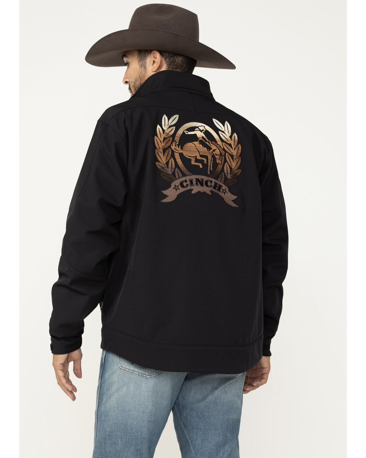 Image #4 - Cinch Men's Bonded Softshell Jacket, Black, hi-res