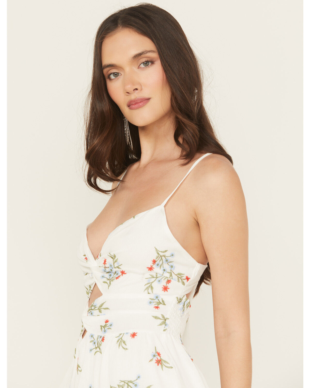Image #2 - Wild Moss Women's Floral Embroidered Sleeveless Mini Dress, White, hi-res