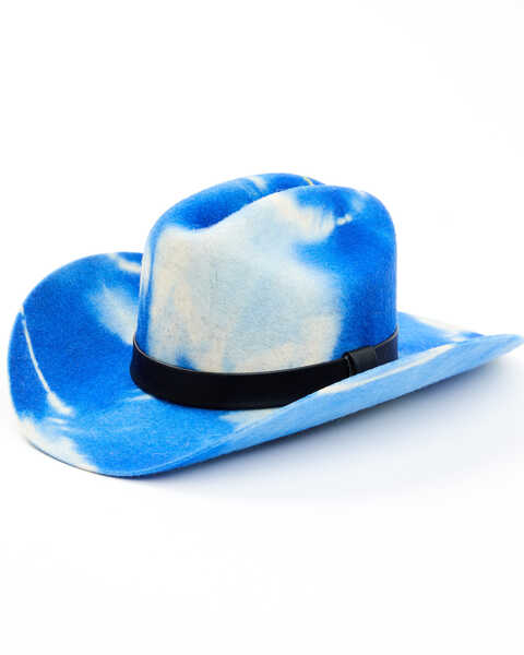 Marco Delli Tie-Dye Felt Cowboy Hat , Blue, hi-res