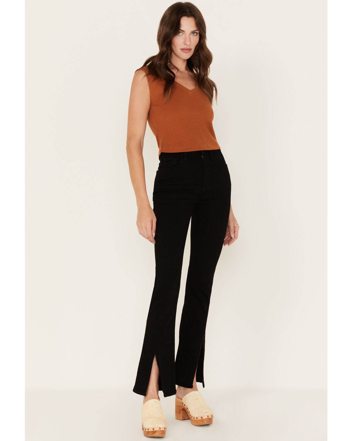 Image #1 - Just Black Denim Women's High Rise Slit Flare Jeans, Black, hi-res