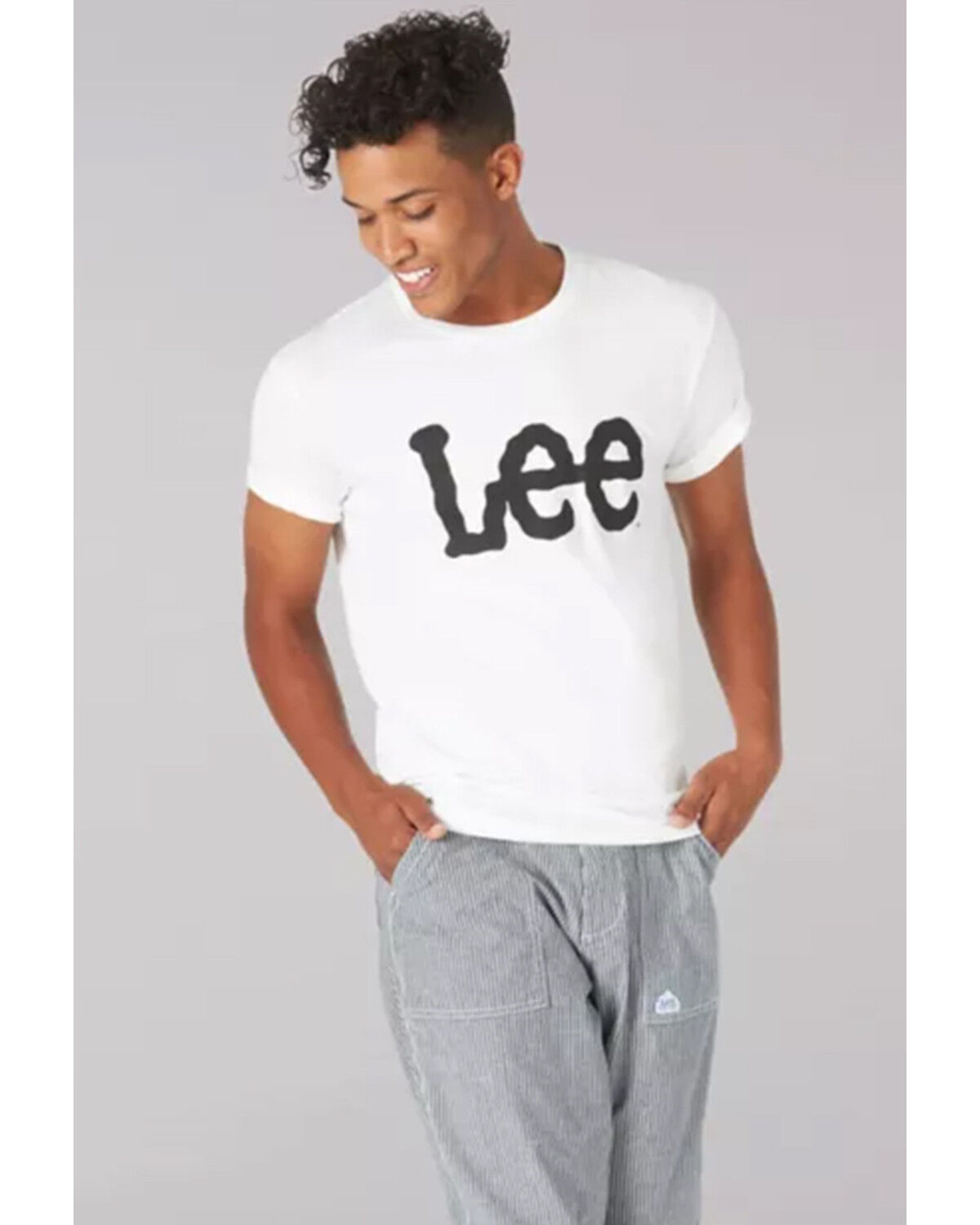 Image #1 - Lee Men's White Logo Short Sleeve T-Shirt, White, hi-res