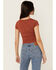 Image #4 - Shyanne Women's Floral Jacquard Short Sleeve Top, Mauve, hi-res