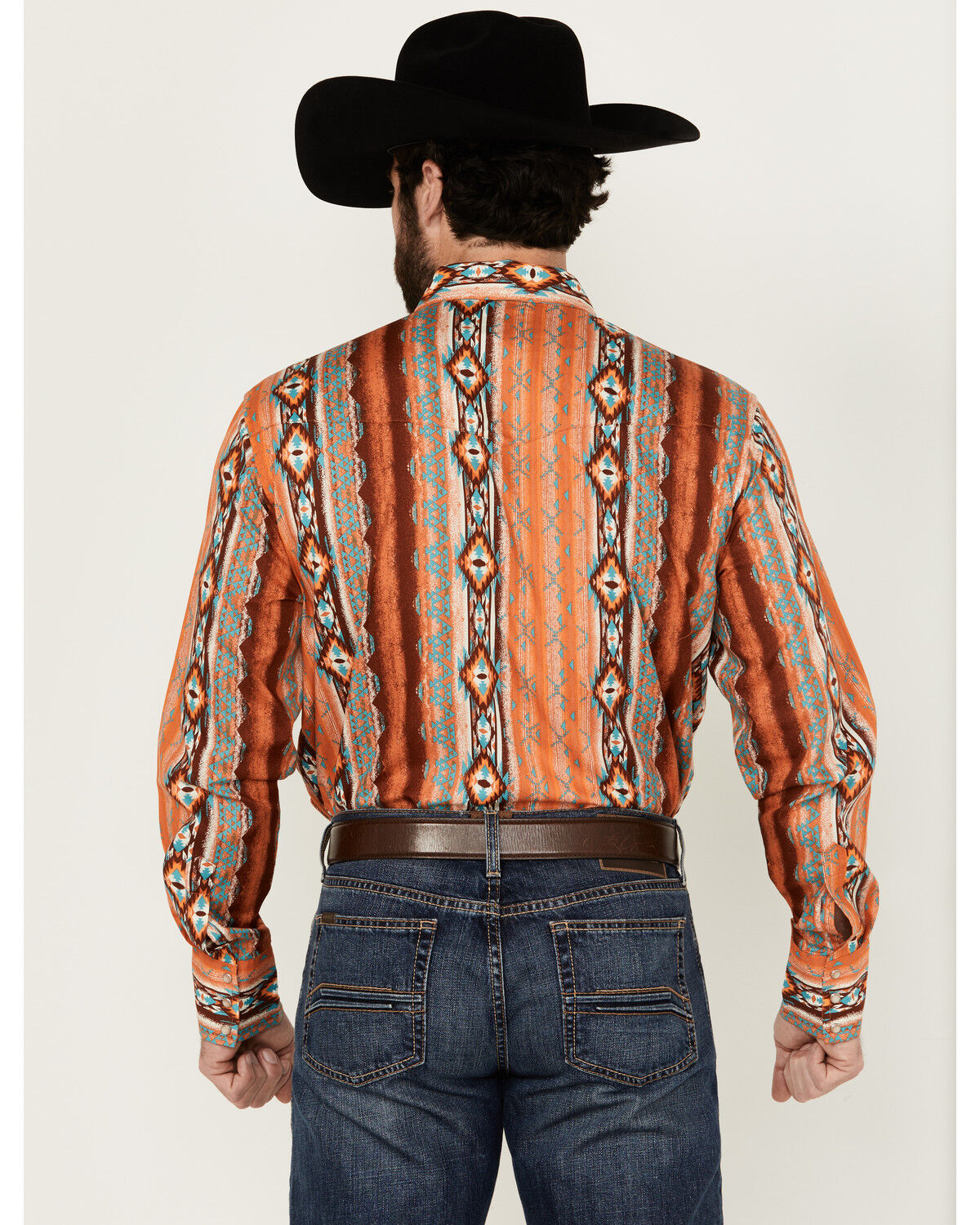 Image #4 - Wrangler Men's Checotah Long Sleeve Snap Western Shirt, Rust Copper, hi-res