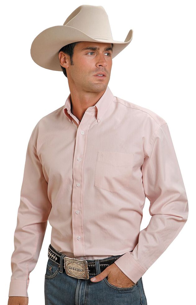 Stetson Solid Button Shirt, Pink, hi-res