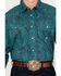 Image #3 - Roper Men's Amarillo Paisley Print Long Sleeve Snap Western Shirt, Turquoise, hi-res