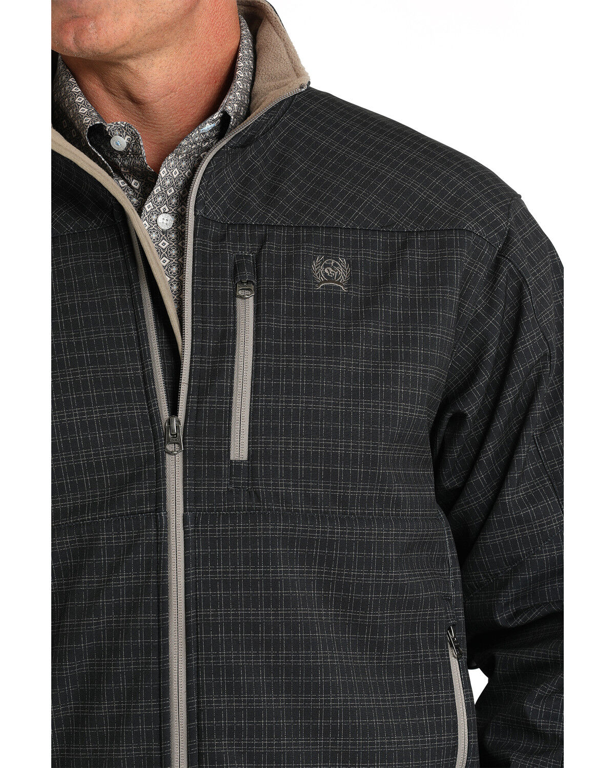 Image #2 - Cinch Men's Solid Logo Bonded Softshell Jacket - Big, Navy, hi-res