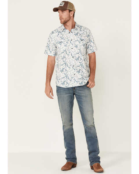 Image #2 - Moonshine Spirit Men's Vineyard Floral Print Short Sleeve Snap Western Shirt , White, hi-res