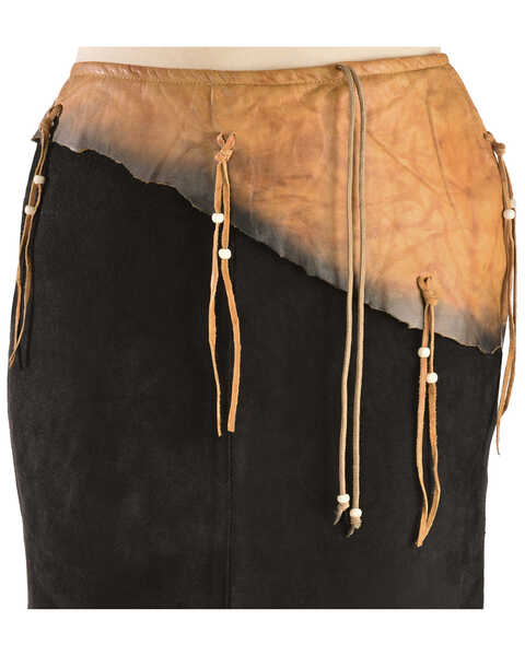 Image #2 - Kobler Leather Women's Leather & Fringe Sioux Suede Skirt, Black, hi-res